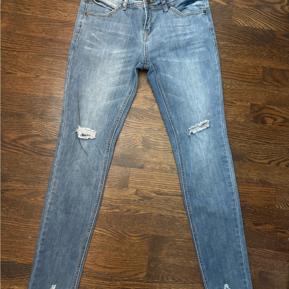 Blue Distressed Women's Jeans